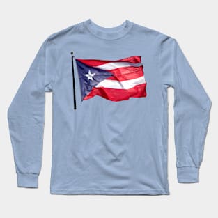 Puerto Rico Flag Waving Boricua Photography Long Sleeve T-Shirt